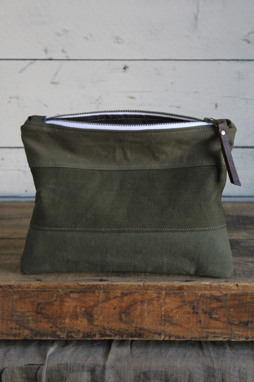 WWII era Striped Canvas Utility Pouch