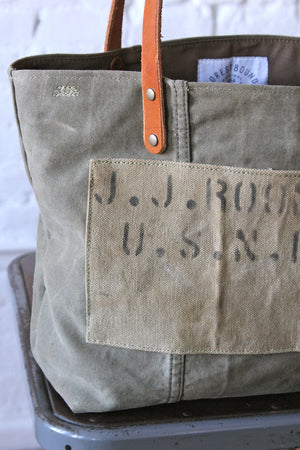 WWII era Two Tone US Military Canvas Tote Bag