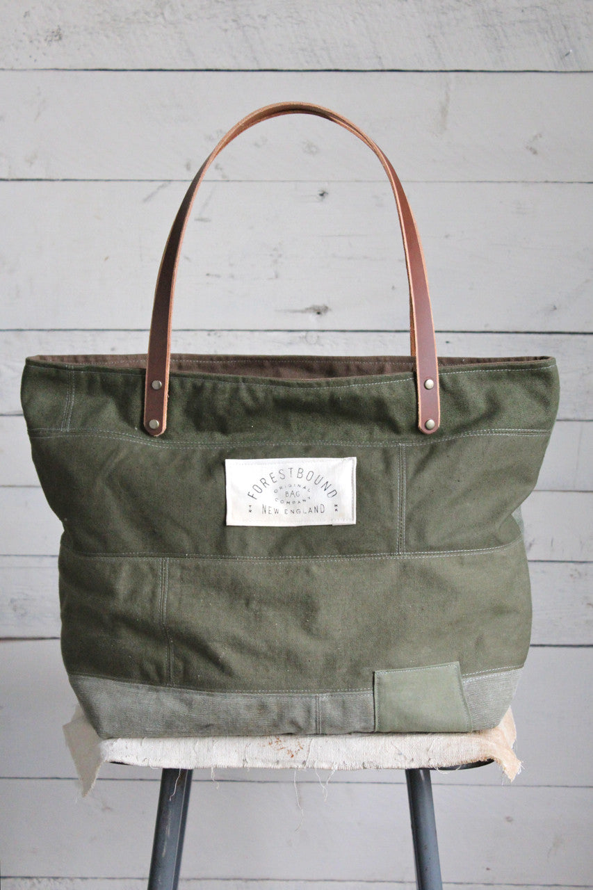 WWII era Pieced Canvas Tote Bag