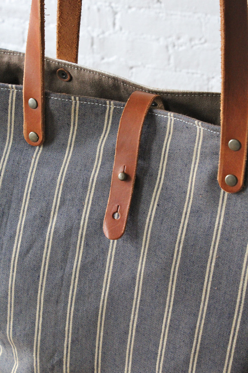 1940's era Work Apron and Ticking Fabric Carryall