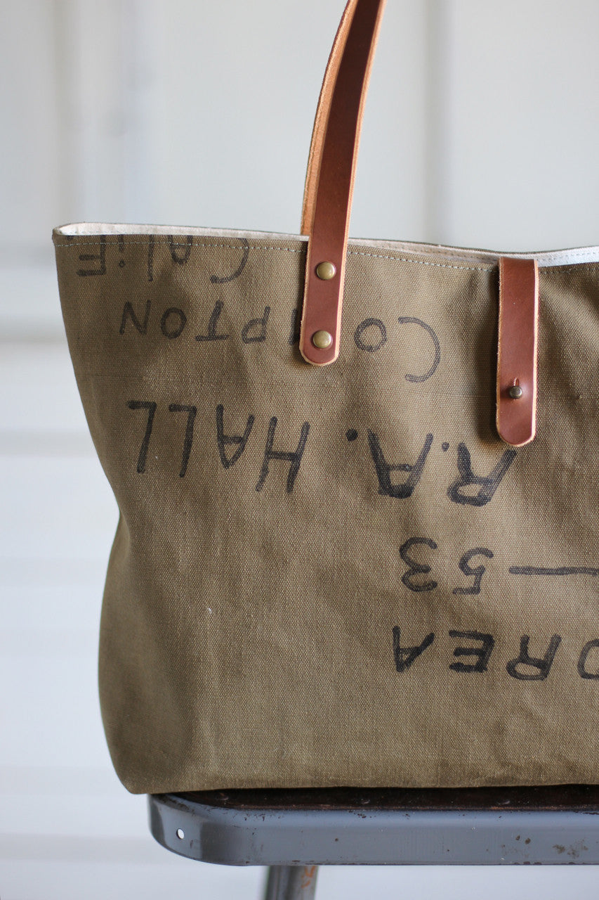 1950's era Military Canvas Tote Bag