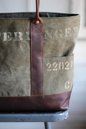 WWII era Canvas and Leather Carryall