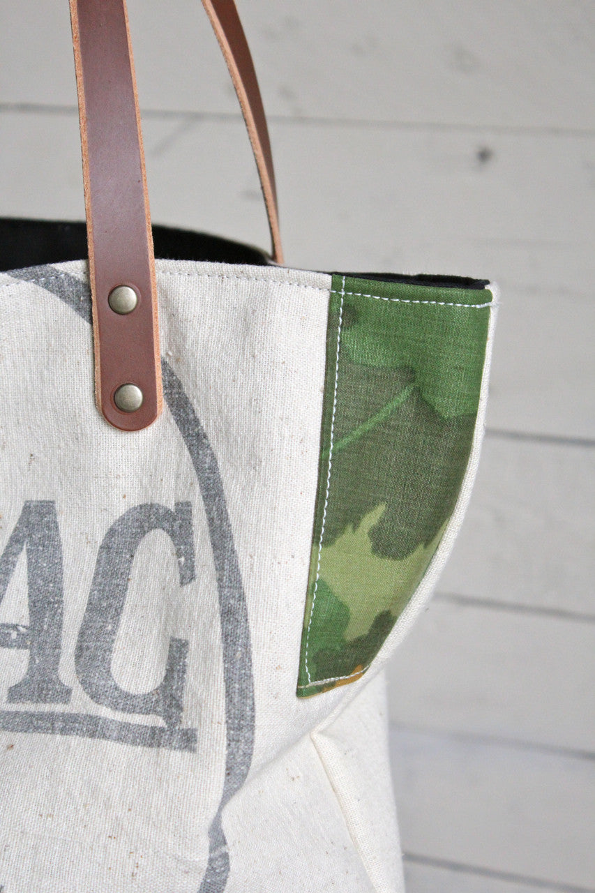 1940's era Patched Feed Sack Tote Bag