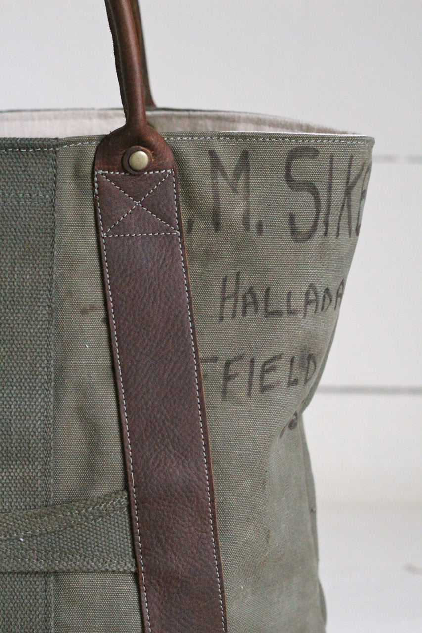 WWII era Canvas and Leather Carryall