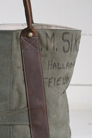WWII era Canvas and Leather Carryall