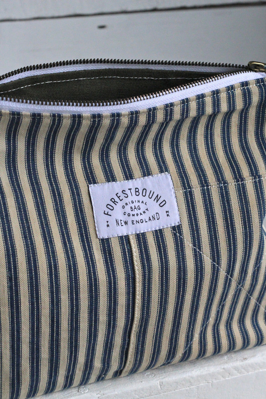 1940's era Ticking Fabric Utility Pouch