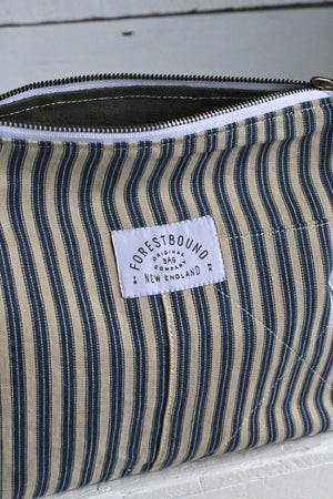 1940's era Ticking Fabric Utility Pouch
