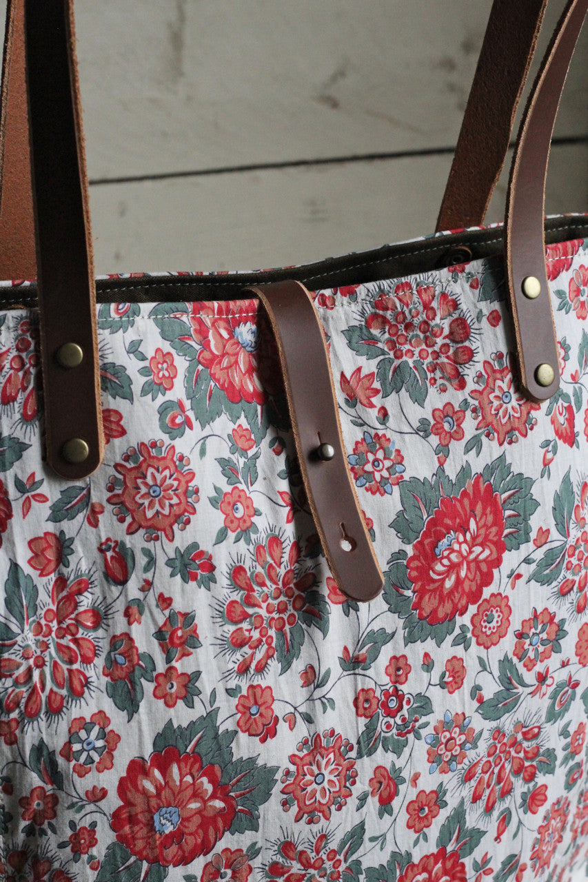 1930's era Floral Feed Sack Tote Bag