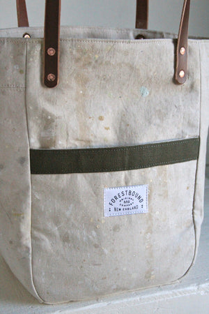1960's era Painter's Drop Cloth Pocket Tote Bag