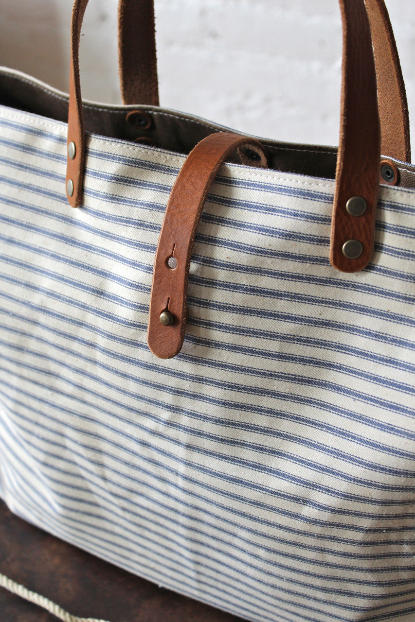 1940's era Ticking Fabric and Work Apron Carryall