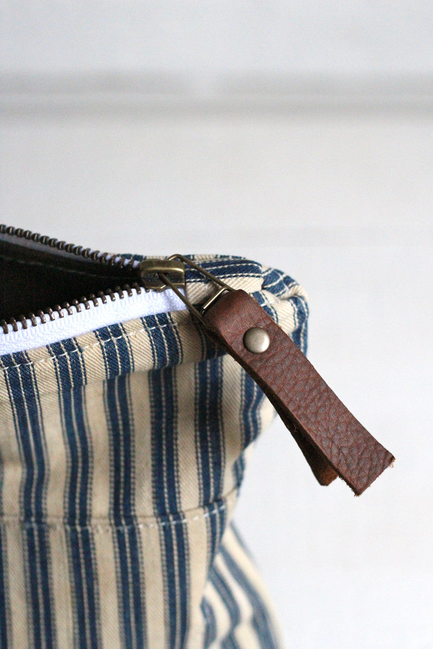 1940's era Ticking Fabric Utility Pouch