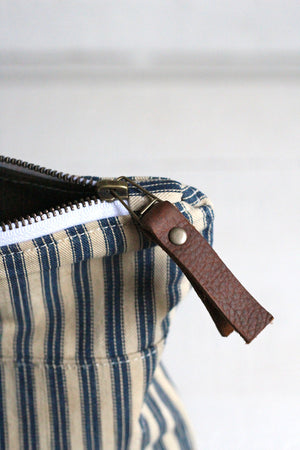 1940's era Ticking Fabric Utility Pouch