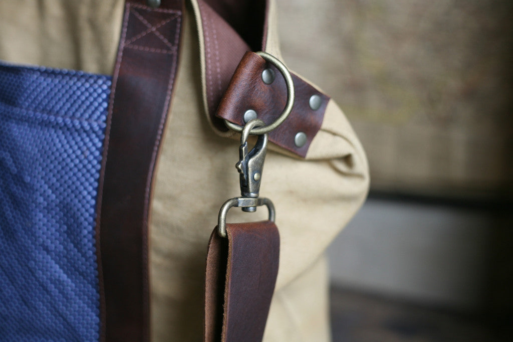 WWII era Canvas and Printed Cotton Carryall- SOLD