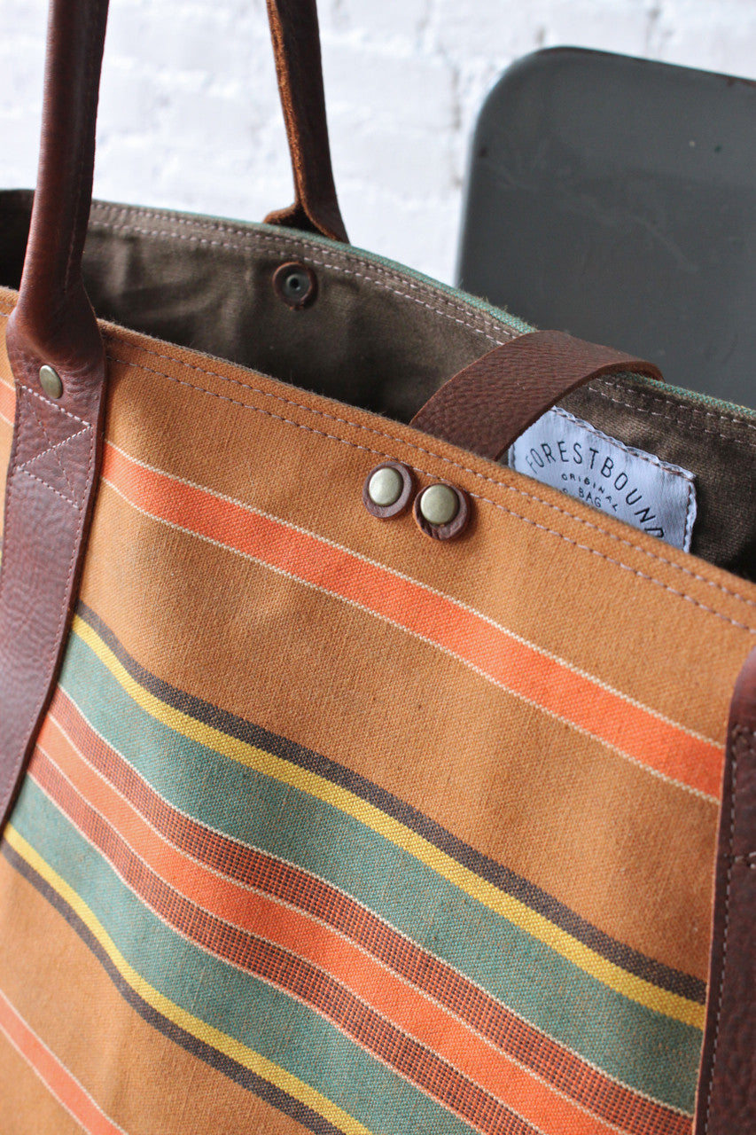 1940's era Striped Canvas Weekend Bag