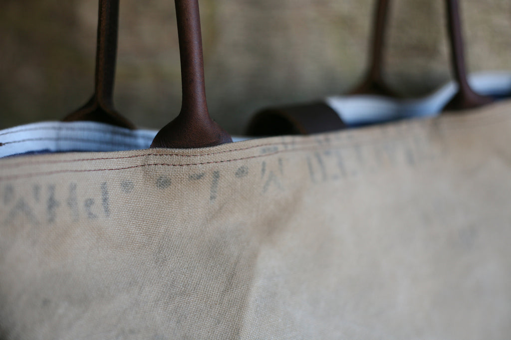Extra Large WWII era Canvas & Leather Carryall - SOLD