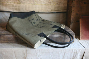 WWII era Canvas and Leather Carryall - SOLD