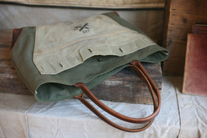 WWII era Canvas and Leather Carryall - SOLD