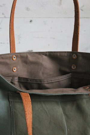 WWII era Military Canvas Pocket Tote Bag