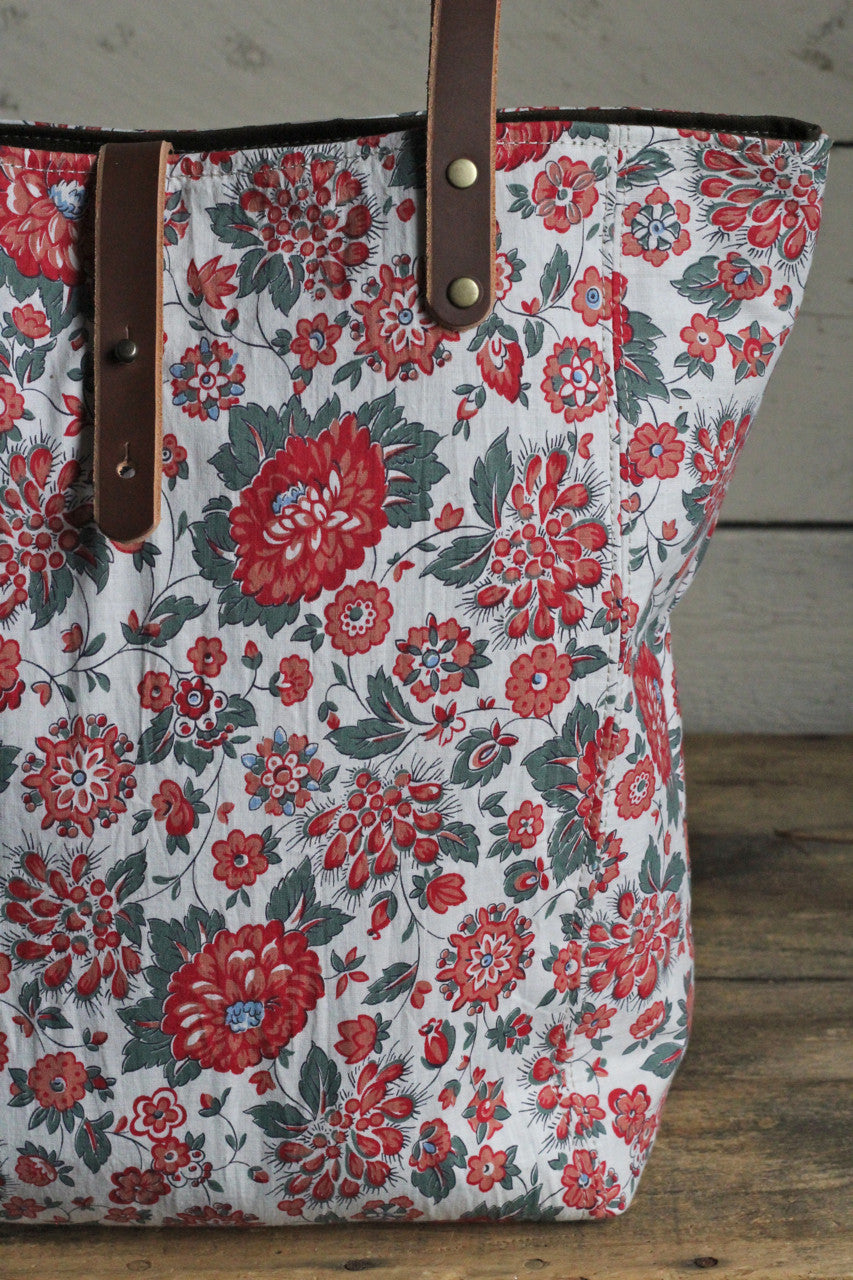1930's era Floral Feed Sack Tote Bag