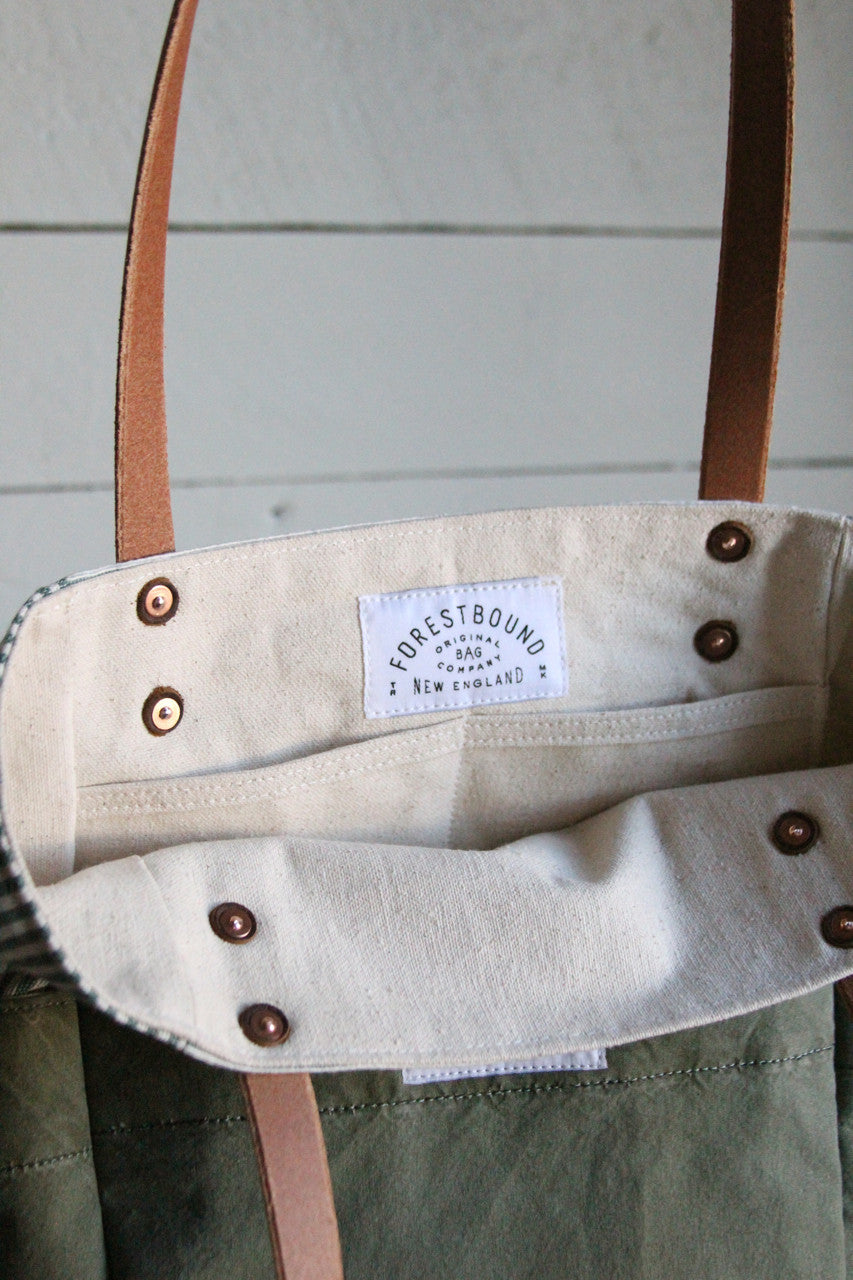 1950's era Ticking Fabric Pocket Tote