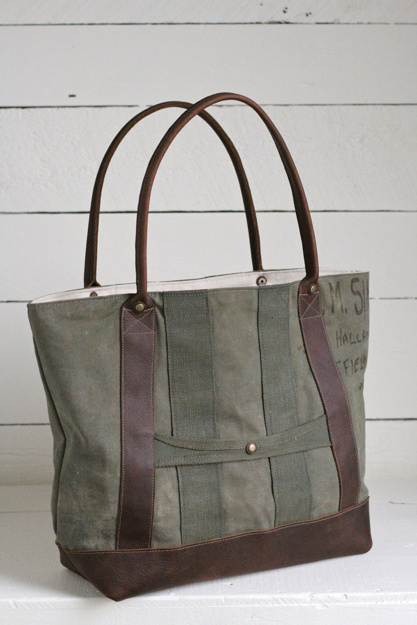 WWII era Canvas and Leather Carryall