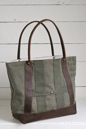 WWII era Canvas and Leather Carryall