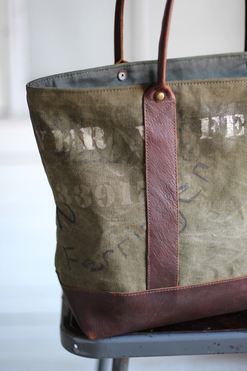 WWII era Canvas and Leather Carryall