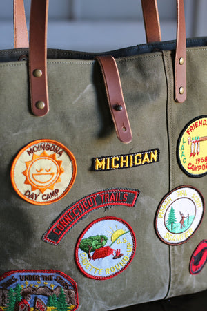WWII era Canvas Tote Bag w/ Patches