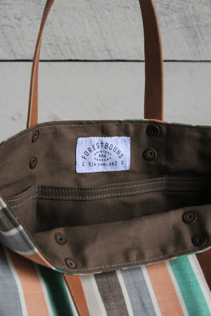1950's era Striped Cotton Tote Bag