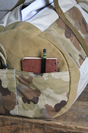 1940's era Canvas & Camo Duffle Bag