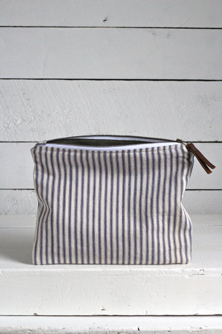 1950's era Ticking Fabric Utility Pouch