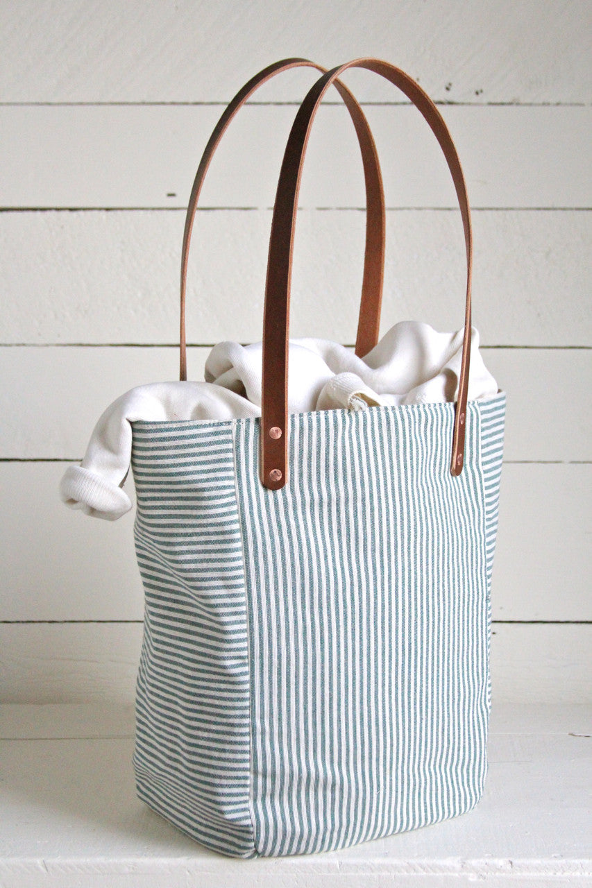 1940's era Ticking Fabric Pocket Tote