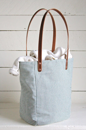 1940's era Ticking Fabric Pocket Tote