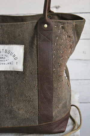 19th Century Japanese Boro Apron and World War 1 era Waxed Canvas Carryall