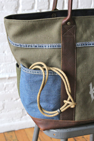 WWII era US Navy Canvas and Denim Carryall