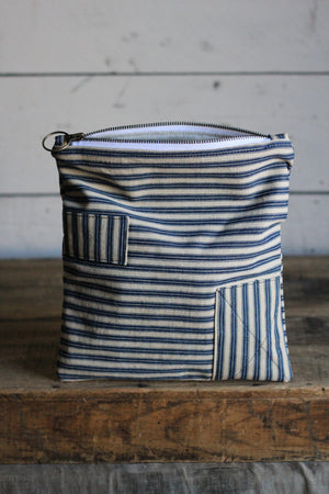 1940's era Ticking Fabric Utility Pouch