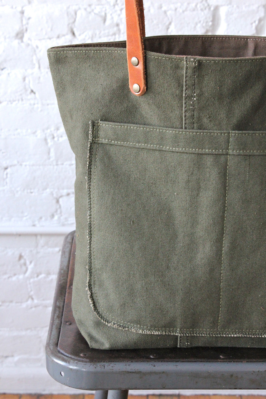 WWII era Military Canvas Pocket Tote Bag