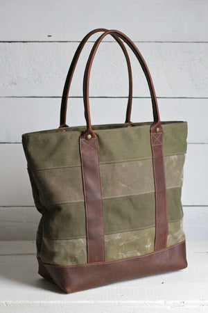 WWII era Striped Canvas Carryall