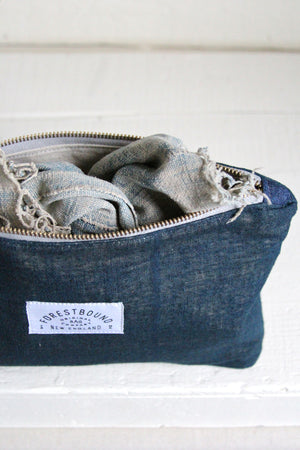 Extra Large Early 1900's Indigo Dyed Hemp Utility Pouch