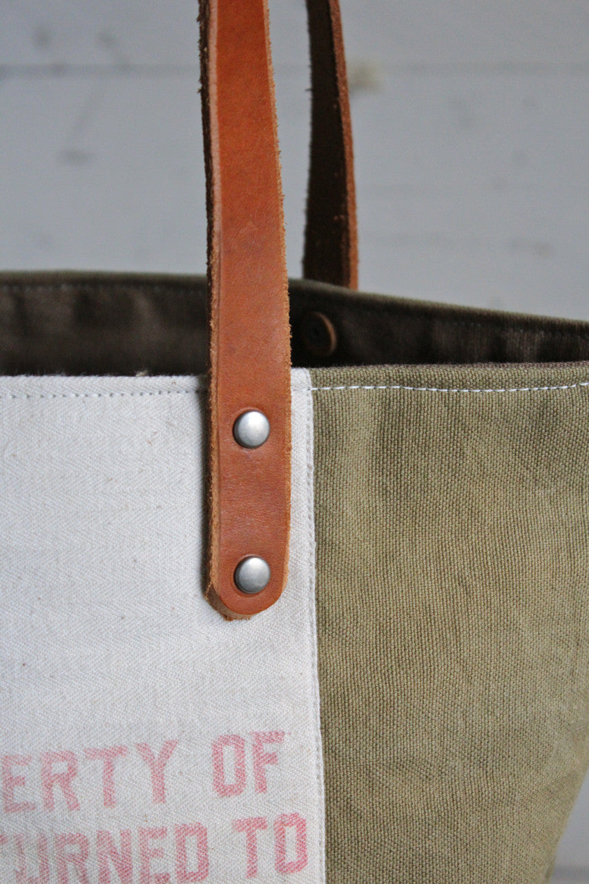 WWII era Canvas & Bank Bag Tote Bag