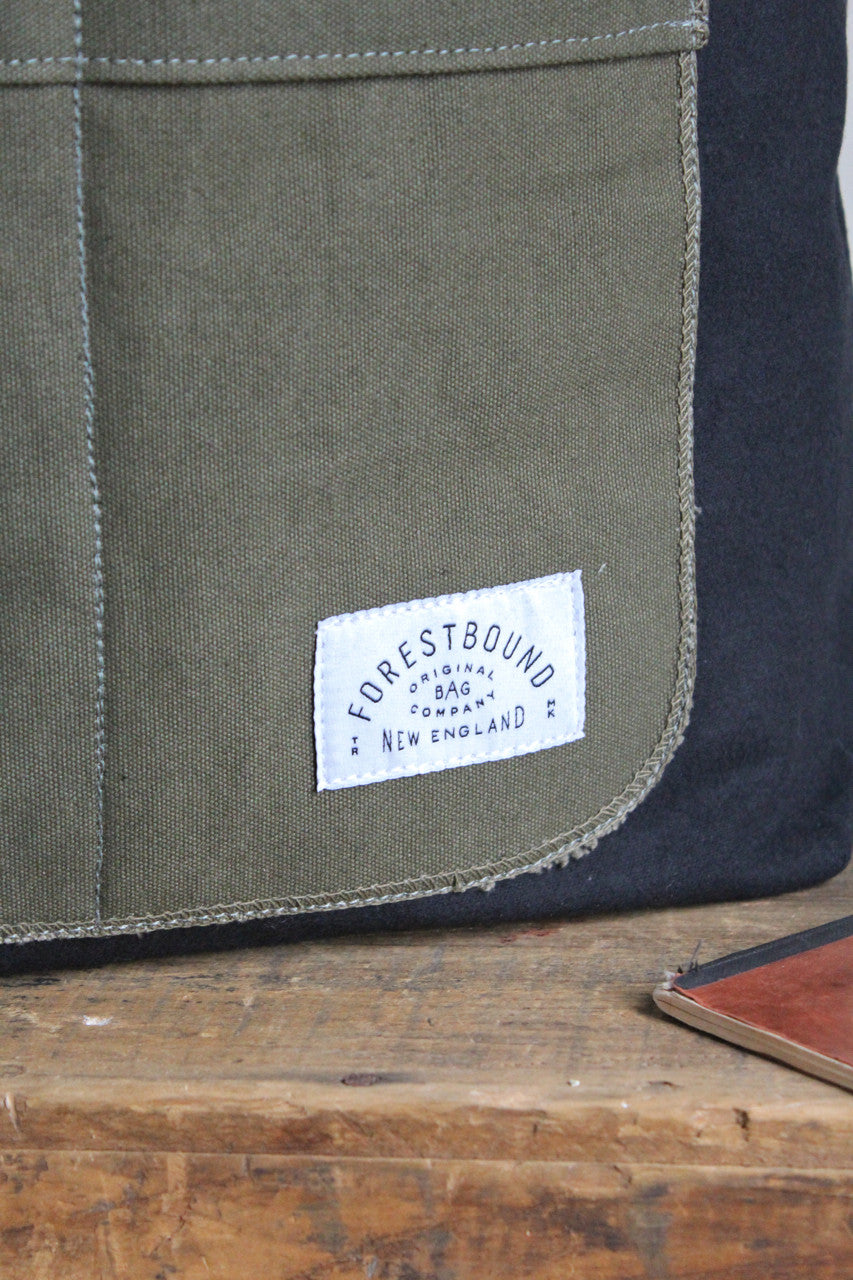 Recycled Black Cotton Pocket Tote Bag