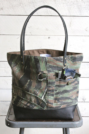 1950's era Camp Camo & Leather Carryall