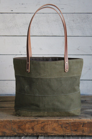 WWII era Striped Canvas Tote Bag