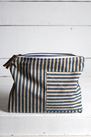 1940's era Ticking Fabric Utility Pouch