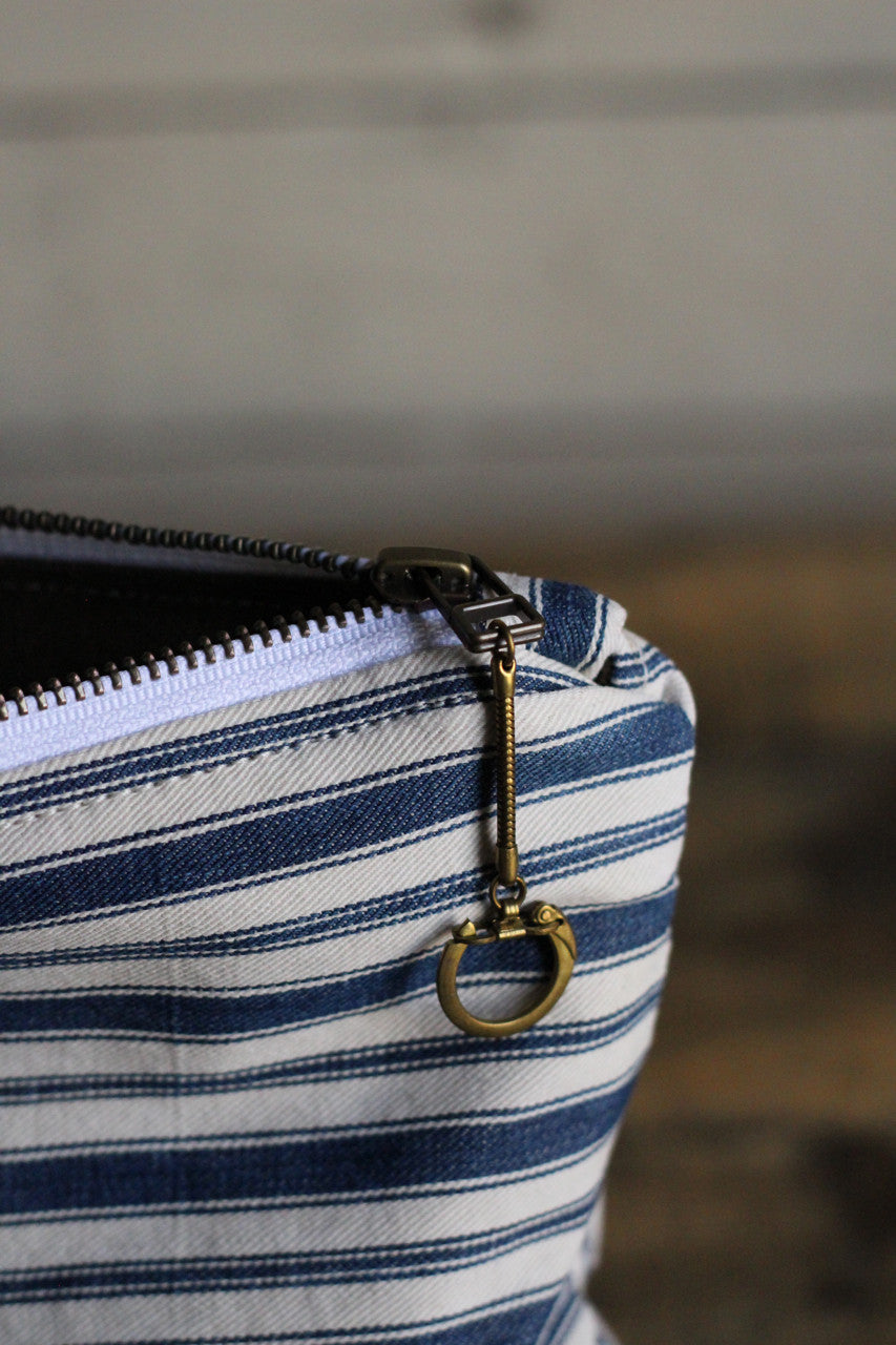 1950's era Ticking Fabric Utility Pouch