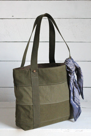 WWII era Striped Canvas Carryall