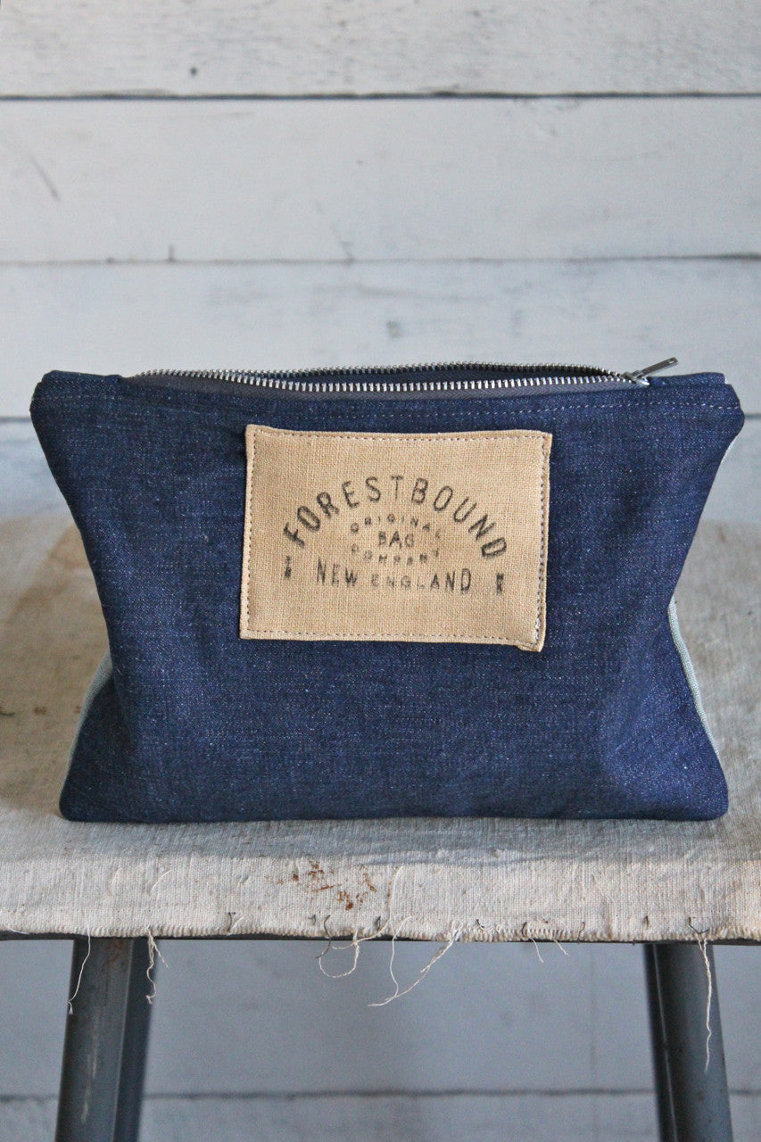 Early 1900's Japanese Indigo Dyed Cotton & WWII Era Denim Utility Pouch