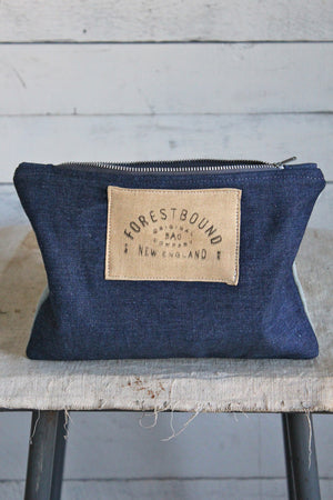 Early 1900's Japanese Indigo Dyed Cotton & WWII Era Denim Utility Pouch