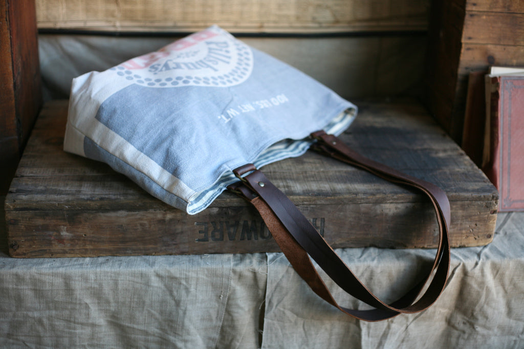 1940's era Cotton Feedsack Tote Bag - SOLD