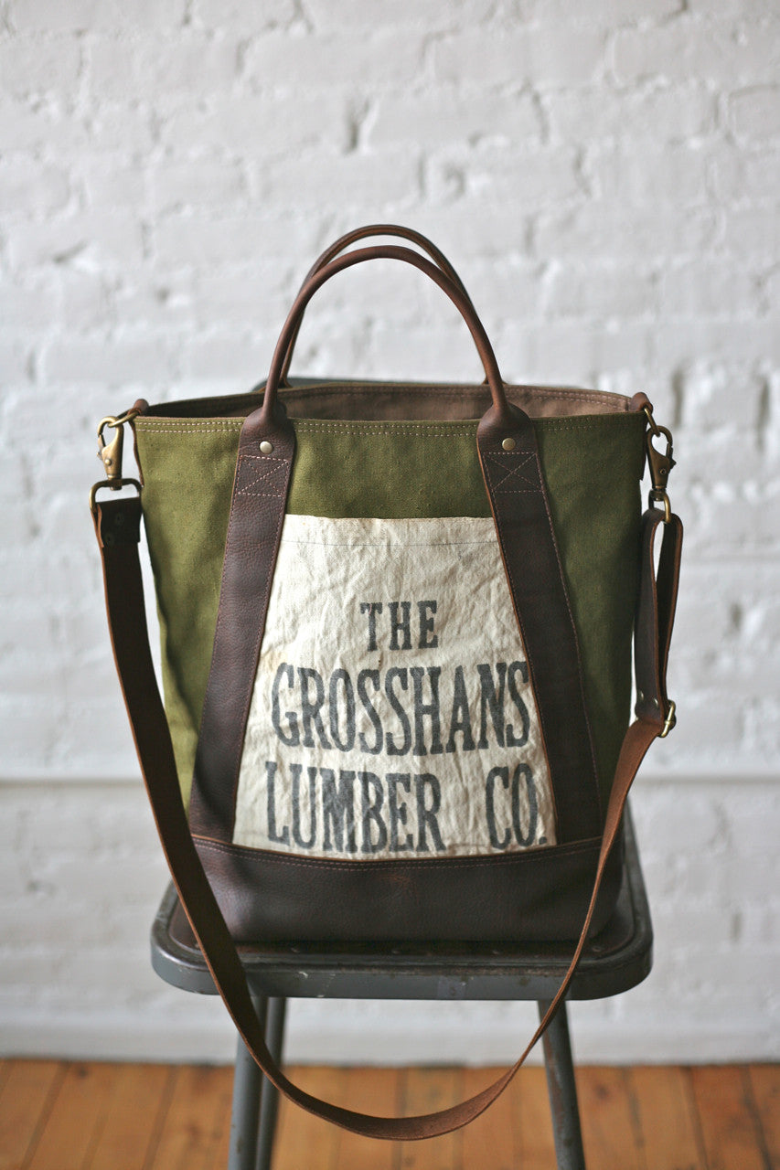1940s era Canvas & Leather Carryall